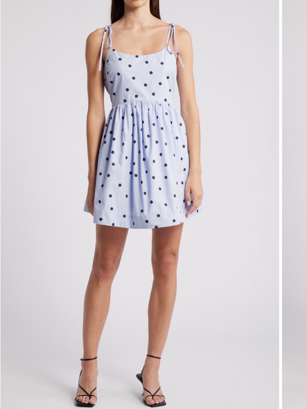 Nordstrom Mini  Dress Light Blue Polka L new